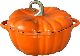 Pumpkin Dutch Oven Pot with Lid 3.3 qt Pumpkin Cast Iron Dutch Oven for Bread Baking Orange Enameled Cast Iron Dutch Oven with Handels