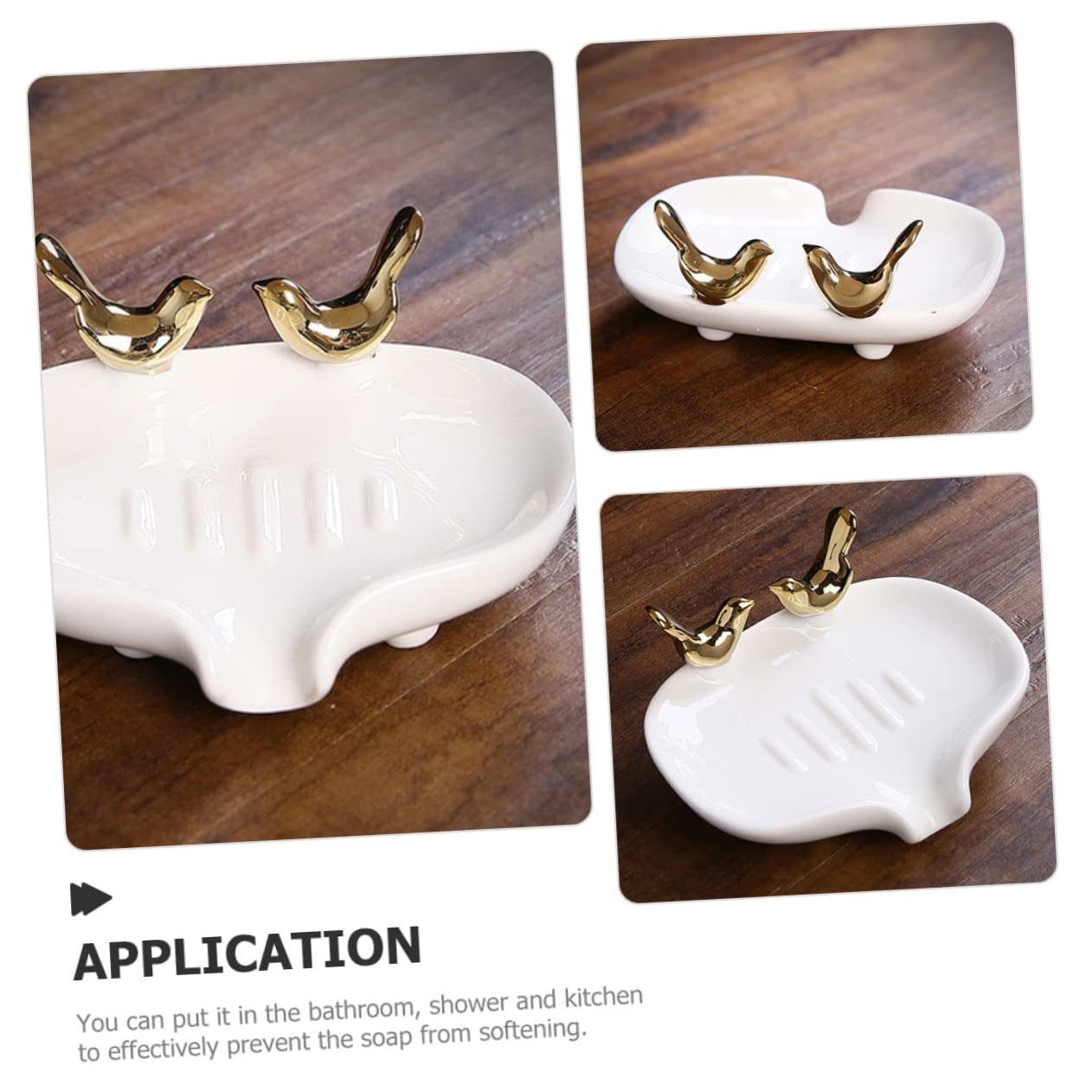 Soporte De Cerámica con Escurridor Jabonera De Diseño De Pájaro para Baño y Cocina