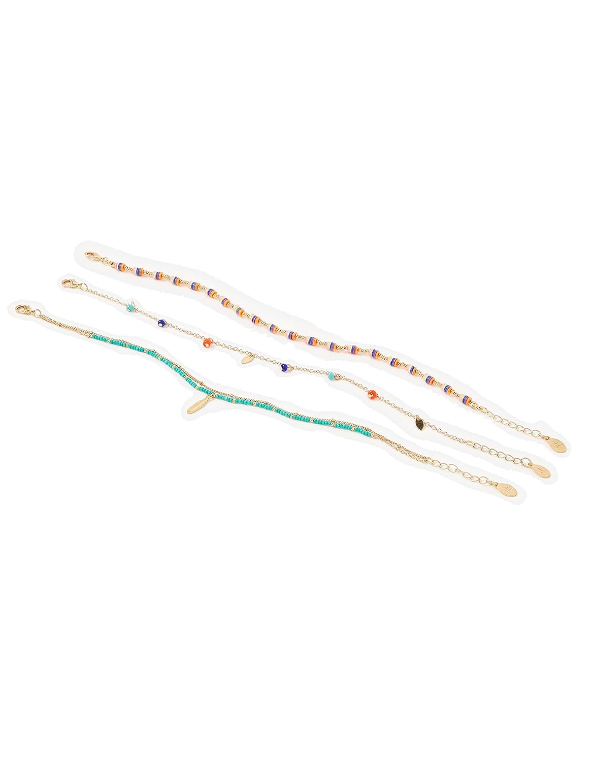 Accessorize London 3 X Montana Charmy Layered AnkletsOne Size Amazon