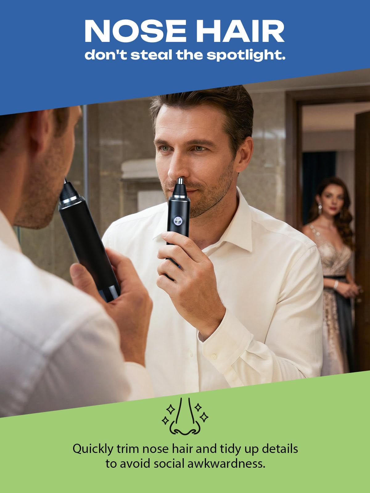 Rechargeable Nose Hair Trimmer for Men and Women, 2024 Upgrade, Painless USB Nose Trimmer, Ear and Nose Clipper, Facial Hair Removal, Easy to Clean, Dual Edge Blades, IPX7 Waterproof — view 7