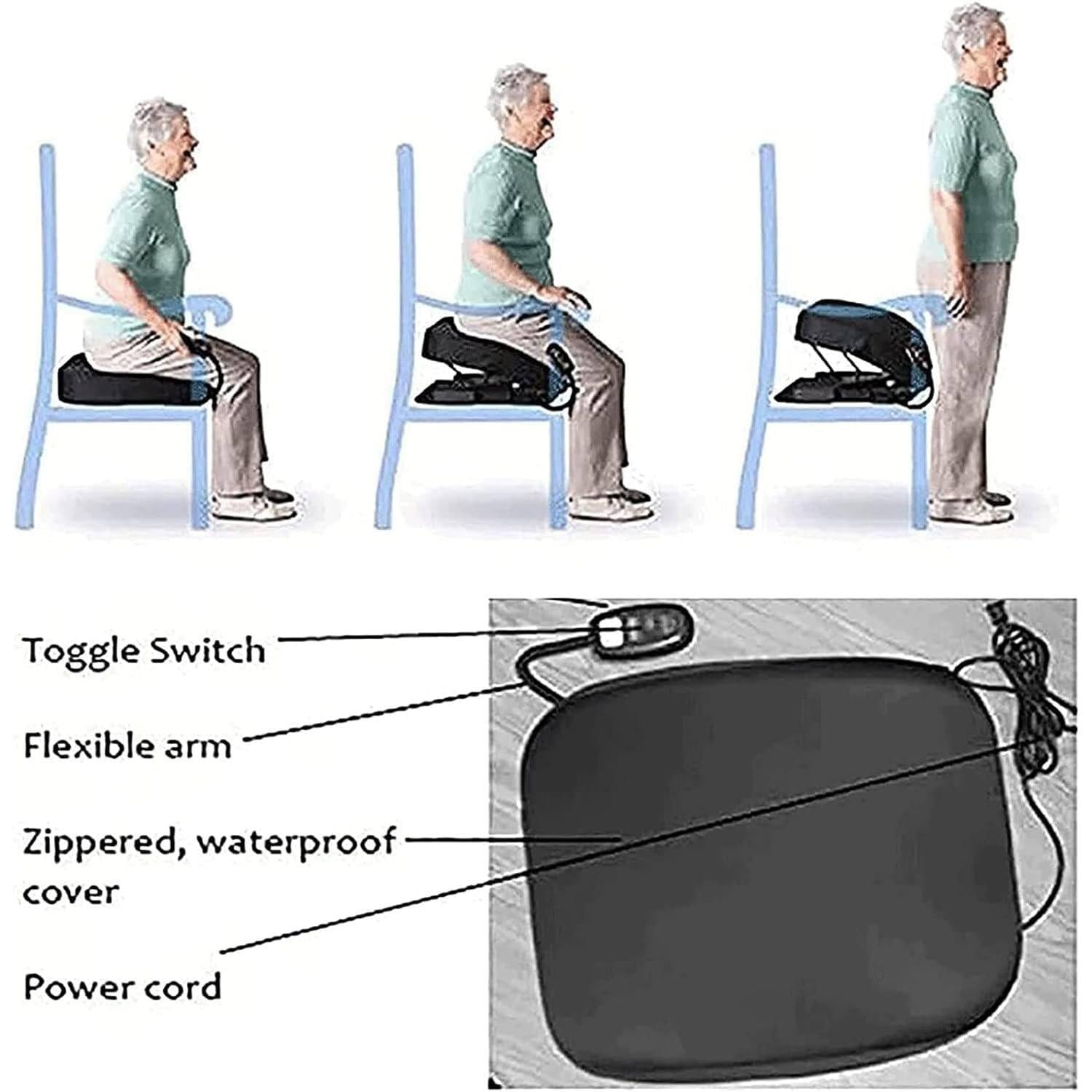 Ayuda para levantarse del sofá con elevación eléctrica del cojín del Asiento. Ayuda de Movilidad eléctrica, soporta hasta 280 LB. Diseño portátil para Sentarse y levantarse con Mayor facilid