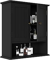 Smuxee Black 2-Door Medicine Cabinet with Adjustable Shelves - Space-Saving Wall Storage for Bathroom, Kitchen, Over Toilet