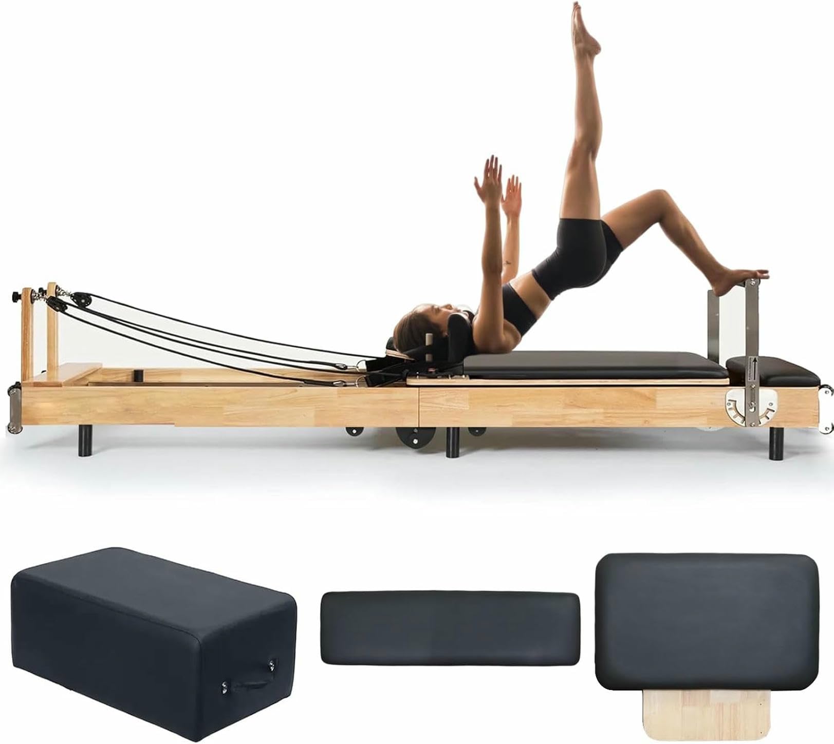 Macchina Pieghevole per Pilates Reformer, Estensore per Piattaforma Imbottita per Attrezzatura Pilates con Trampolino per Utenti di Tutti I Livelli
