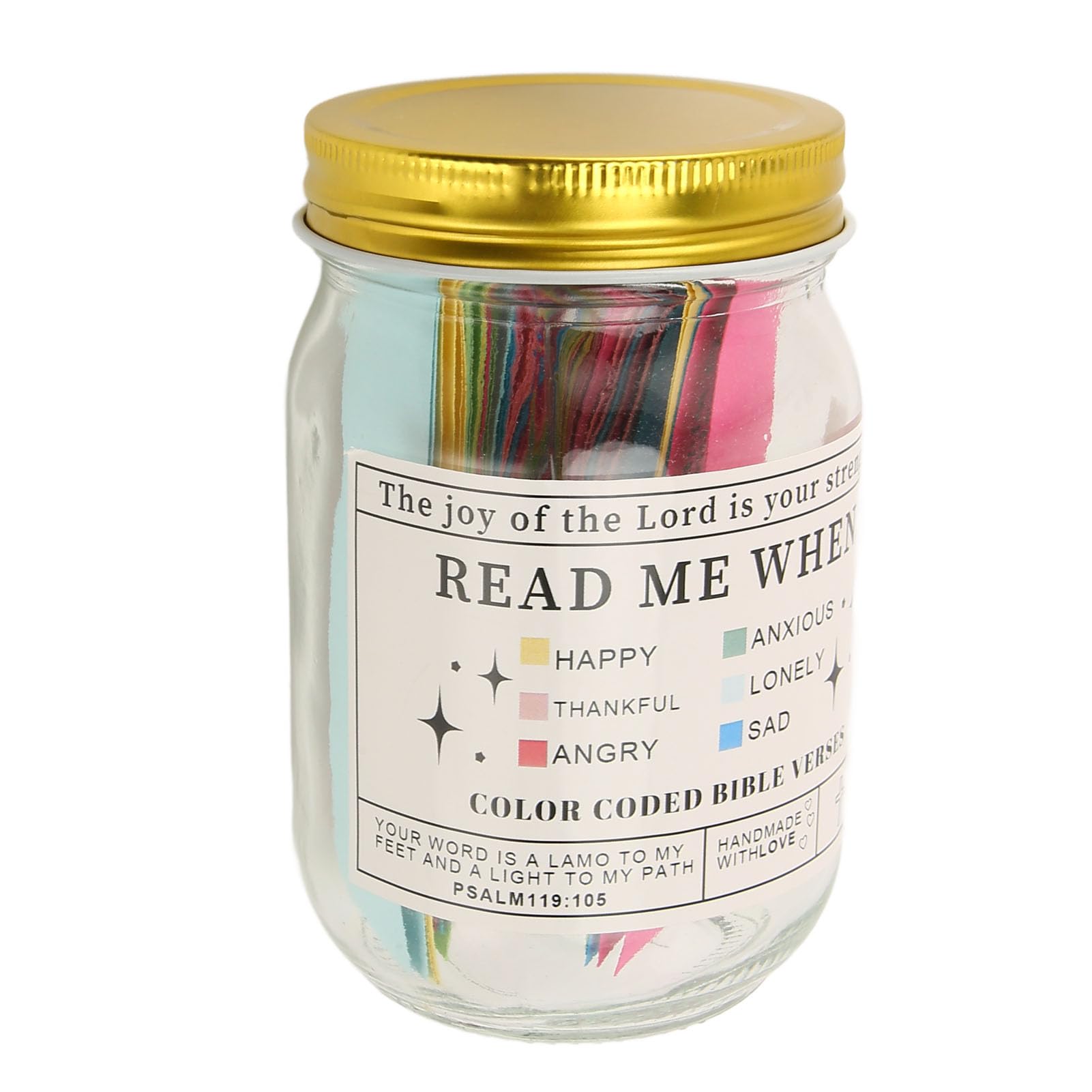 Jiawu Scripture Jar, 60 Cards Bright Vivid 6 Colors Bible Verses Jar Different Emotions for Game