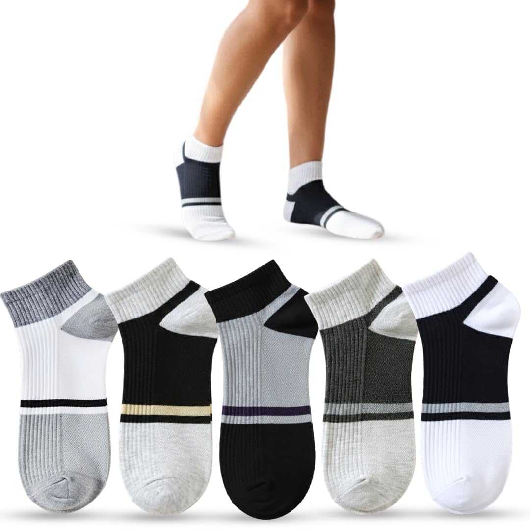zaysoo ActiveRib Unisex Sports Ankle Socks — Soft Cotton Blend, Breathable & Anti-Odour (Pack of 5)-picture-10