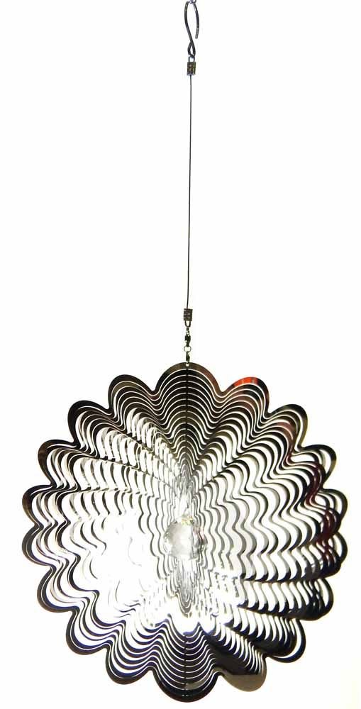 Sk Style Black Hanging Stainless Steel Garden Wind Spinner Sun Catcher Crystal - Large Flower