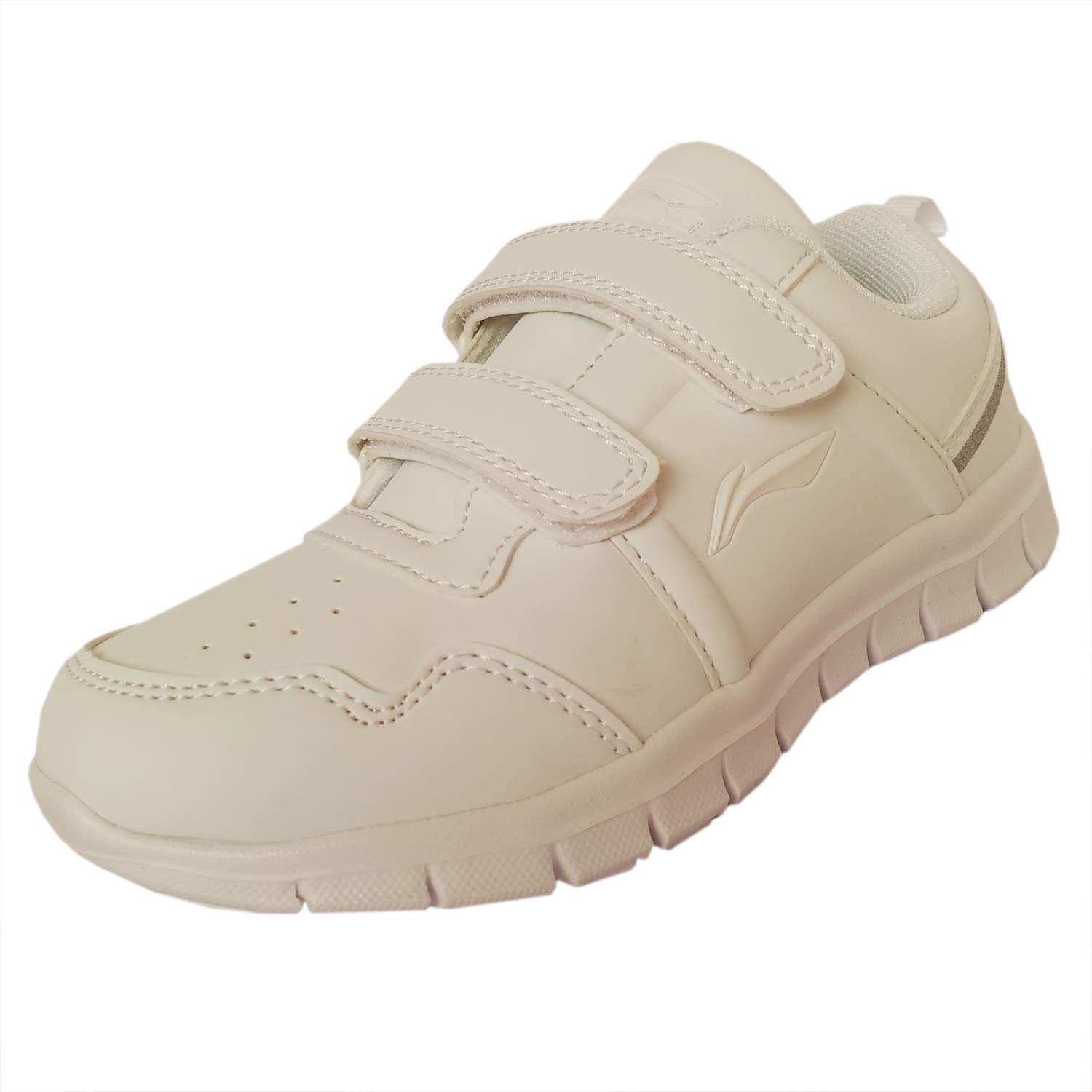 Li-Ning NonLacing School Shoes for Kids | Unisex | Lightweight Slip-On School Shoes | Cushioned Sole | Comfortable White 1
