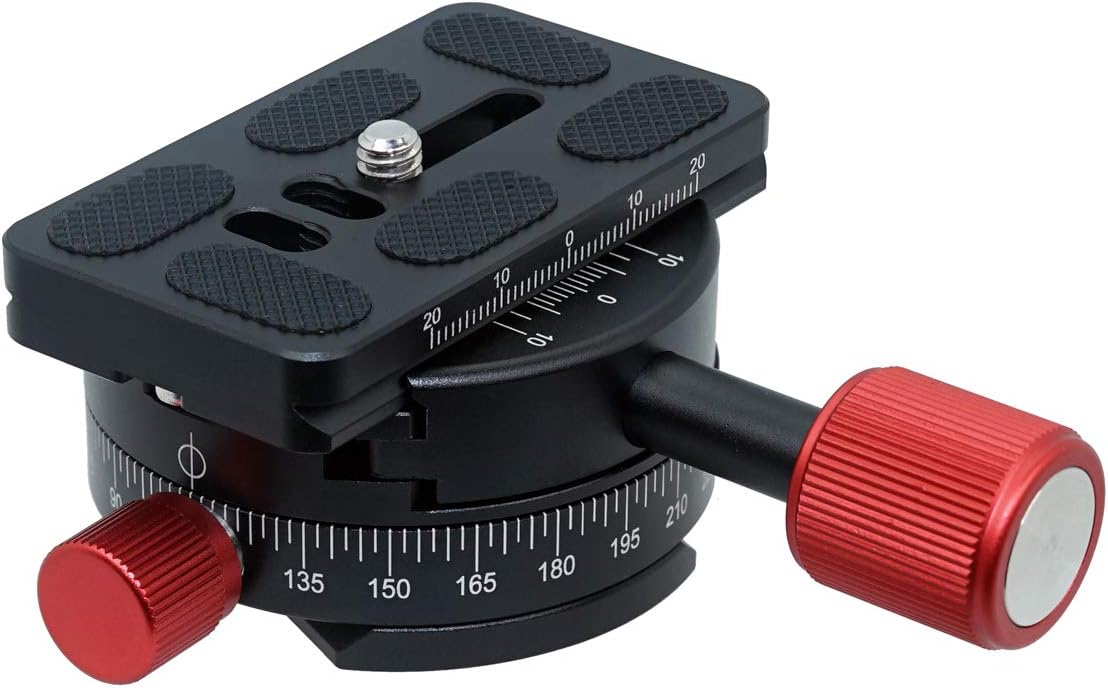 SIOTI Camera Tripod Quick Plate Mount Adapter, with PU70 Quick Plate Adapter, Compatible with RRS/ARCA Ball Head or Any Tripod Head/Tripod with 1/4" or 3/8" Mount (Red Knob)