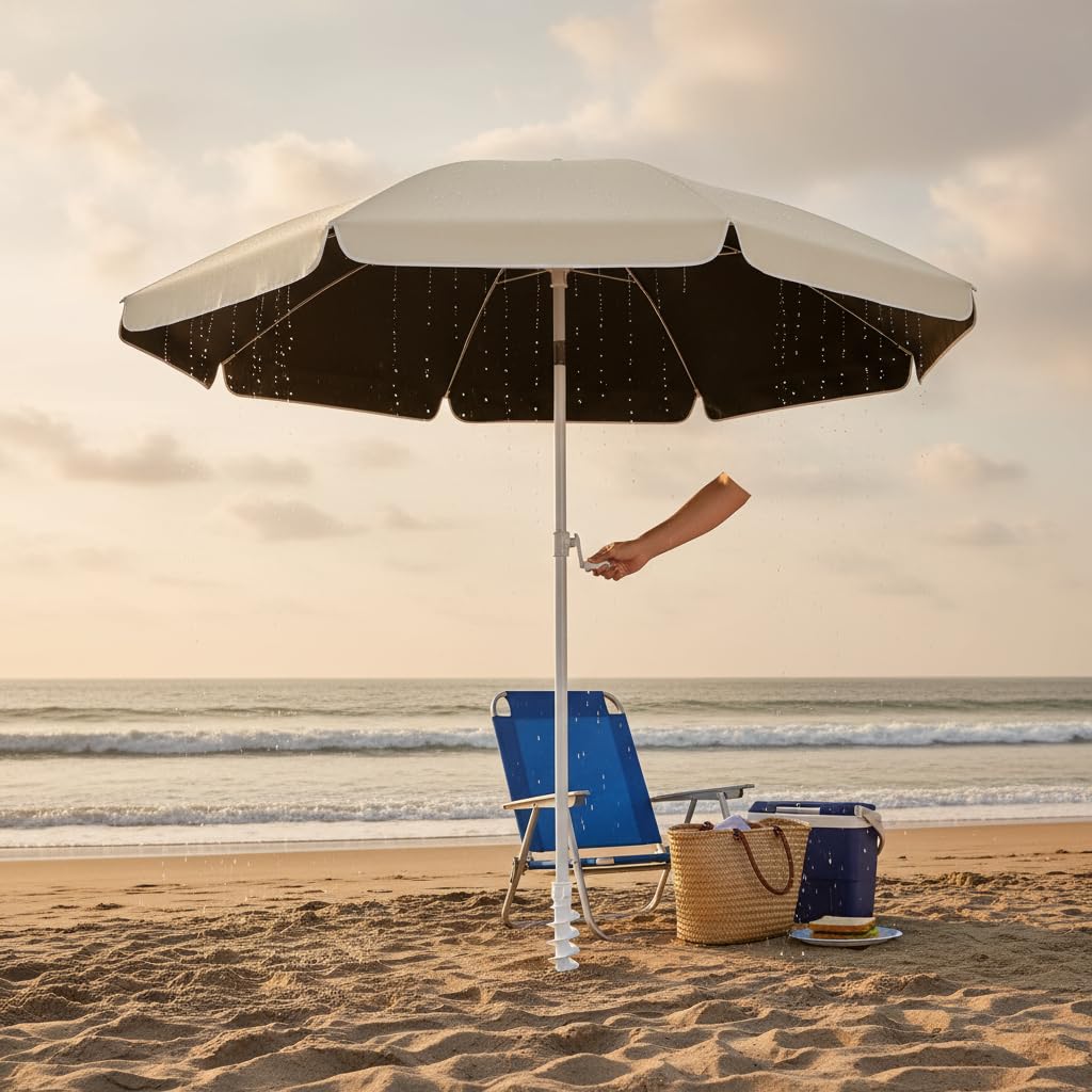 Ombrellone da Spiaggia con Protezione, Azzurro cielo