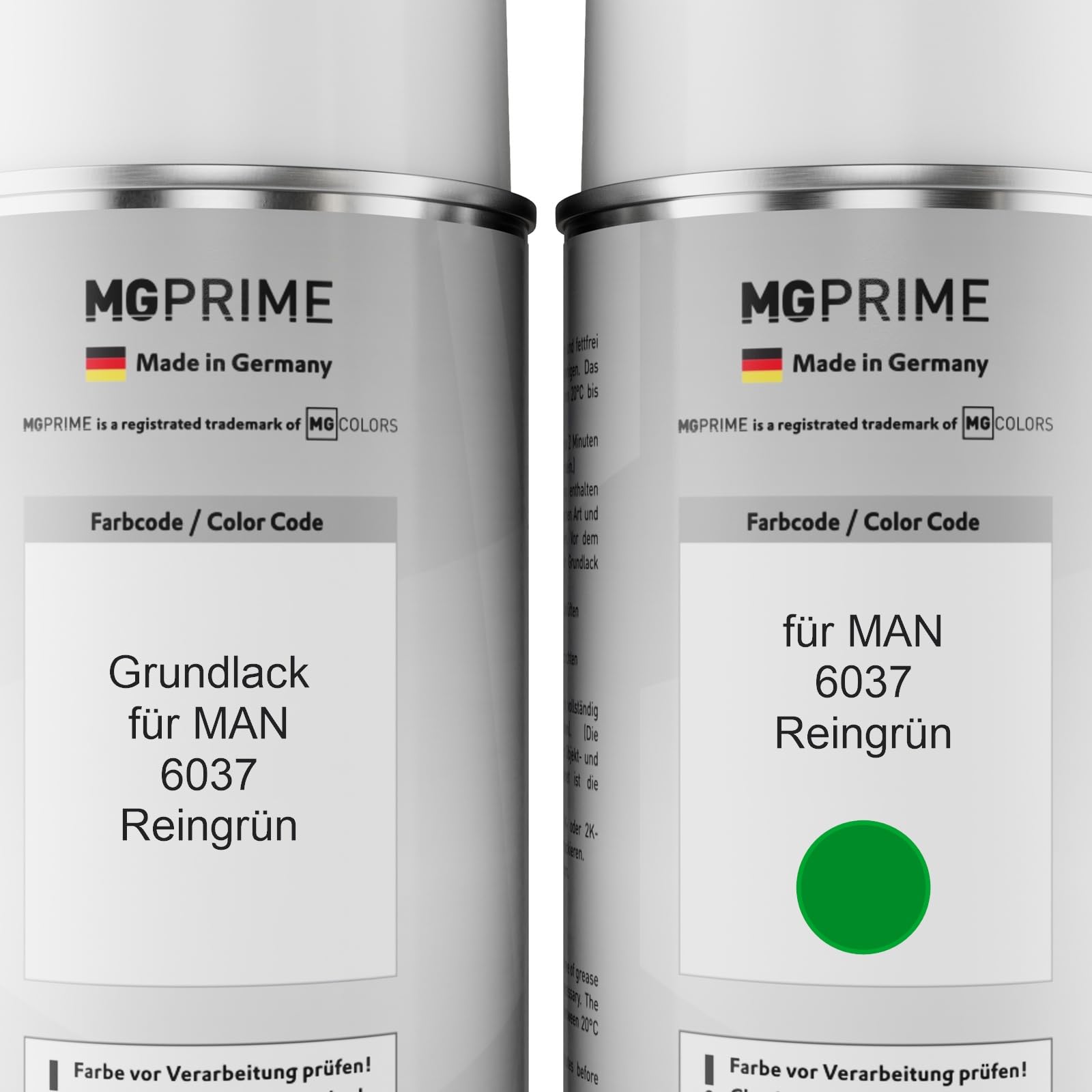 MG PRIME Vernice per auto Bombolette per MAN 6037 Reingrün + trasparente 2K | Kit vernice di fondo + base + trasparente 2K, bombolette spray 400ml