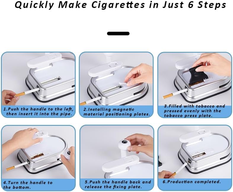 Cigarette Rolling Machine Manual Tobacco Rolling Machine Hand Operation Injector Suitable for 0.31 inch/8 mm Diameter Pipes (Silver)