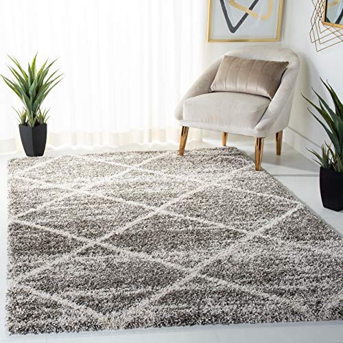 SAFAVIEH Hudson Shag Collection Accent Rug - 3' x 5', Distressed Grey & Ivory, Non-Shedding & Easy Care, 2-inch Thick Ideal for High Traffic Areas in Entryway, Living Room, Bedroom (SGH281K)