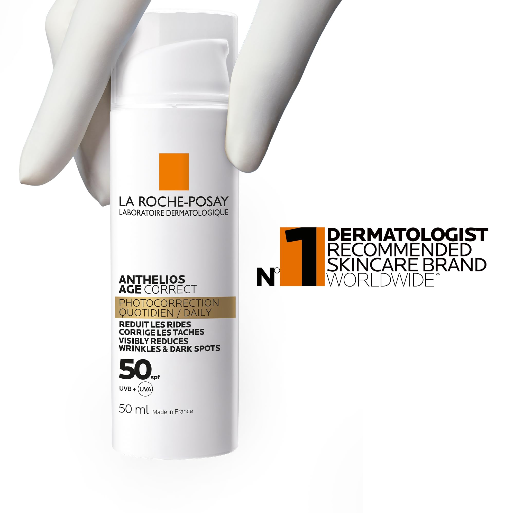 L'Oréal Paris Age Correct Spf50 Tubo 50 ml | Nawilżający, do skóry dojrzałej, wrażliwej, zapobiega starzeniu się skóry spowodowanemu światłem, z niacynamidem