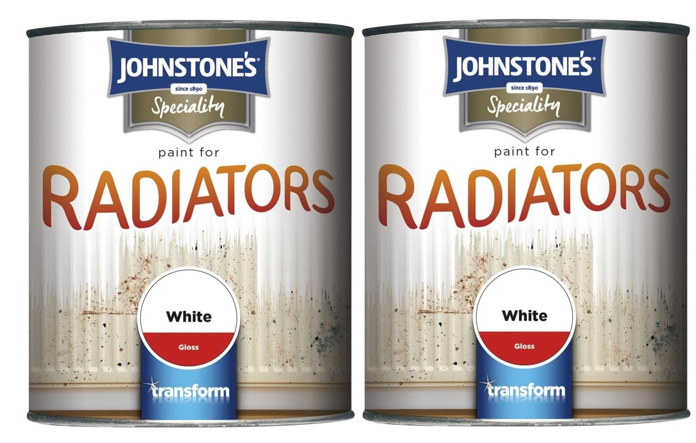 Johnstone’s Speciality Radiator Gloss Paint – Brilliant White, 250ml | Heat Resistant, Durable High-Sheen Finish for Metal Radiators & Pipes (2 PCS)