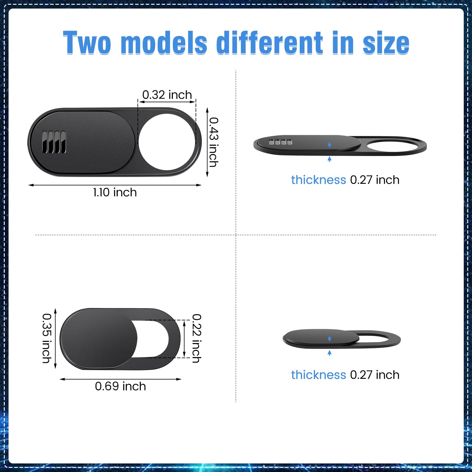 Toojcc Funda deslizante para cámara portátil, 3 fundas grandes + 3 pequeñas para cámara web ultrafina para laptop, computadora, tablet, iPhone 6/7/8 Plus y cámara interior Tesla Model 3/Y, bloqueador