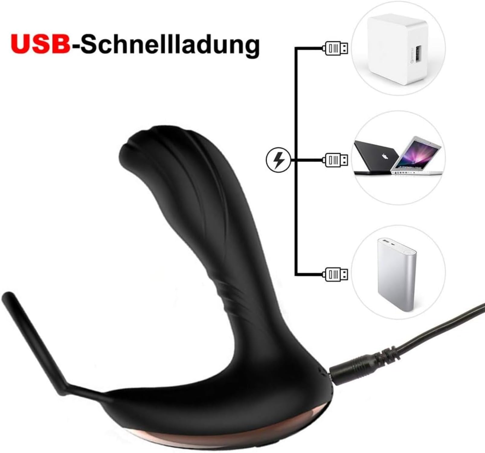 Massaggiatore con telecomando, dotato di plug anale vibrante e anello anale, realizzato in silicone