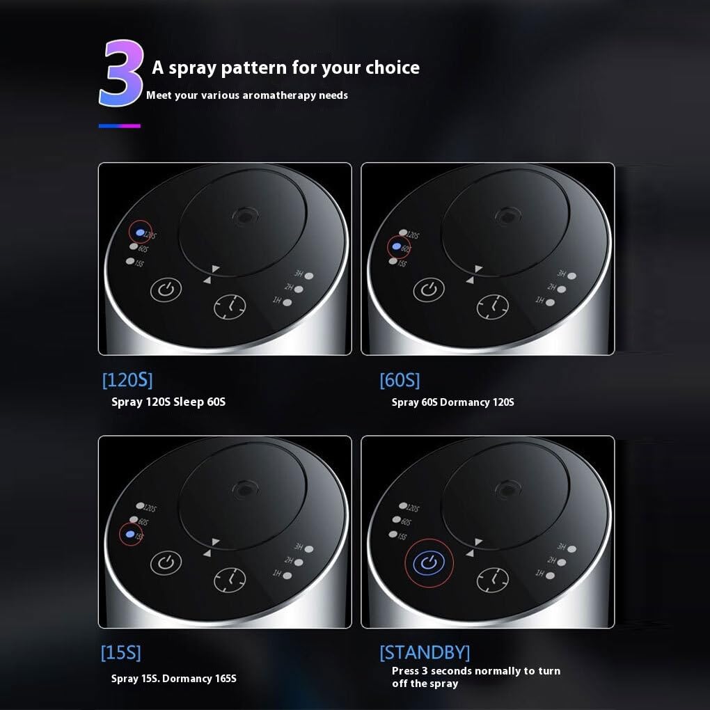 Diffusore di aromaterapia senza fili Smart a nebulizzazione,Argento | tecnologia anti-perdita, diffusore per auto senza acqua con timer e 3 livelli di nebulizzazione, per casa, auto, stanza e