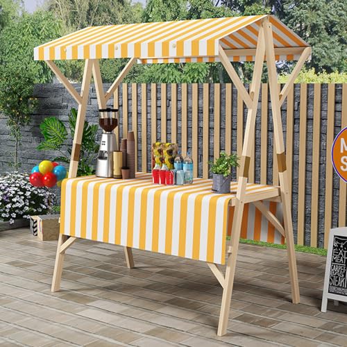 Cabina de mercado de madera plegable portátil con toldo, soporte de proveedor de 59 pulgadas para mercados de agricultores y ferias de manualidades, encimera de 23.6 pulgadas, capacidad ligera y de