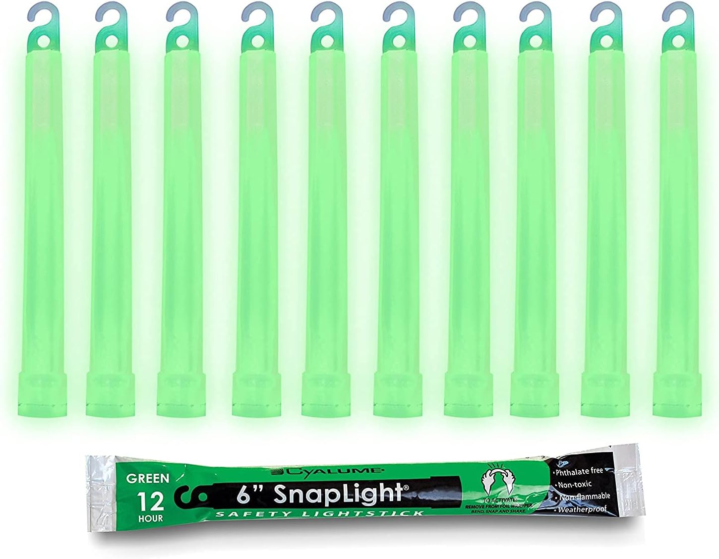 Cyalume Glow Sticks Military Grade Lightstick - Premium Green 6” SnapLight Emergency Chemical Light Stick with 12 Hour Duration (Bulk Pack of 20 Chem Lights)