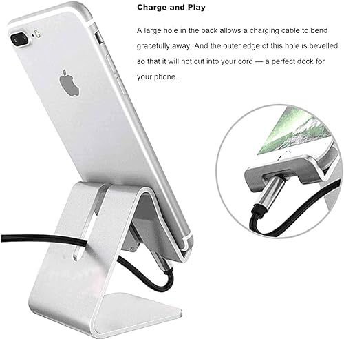 Miniatura 5 de Soporte para tableta, soporte para teléfono, soporte de escritorio sólido de aluminio para portátil, compatible con teléfono 13, 12, 11, XR, Max,
