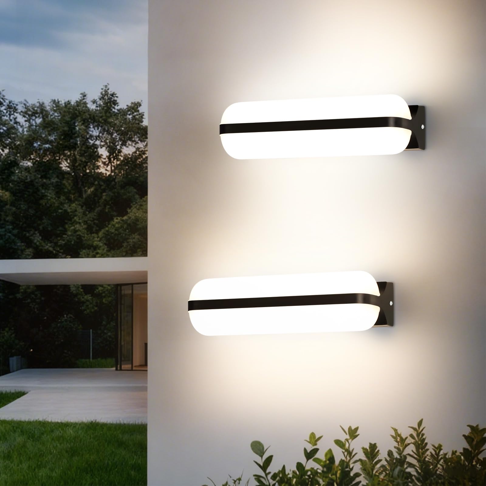 VivaLet 2 Stück LED Wandleuchte Aussen 20W 2000LM, Up & Down Beleuchtung Wandlampe Innen, 4000K IP65 Kellerlampe Außenwandleuchten, Outdoor Lampe für Balkon Badezimmer Flur Garten WC Keller, Schwarz