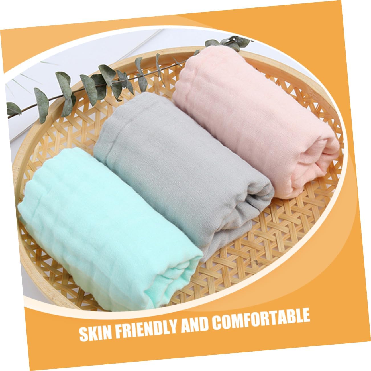 ORFOFE 3pcs Muslin Washcloths for Drool Cloths Versatile Burp Cloths Swaddle Blankets for Newborn Care Grey