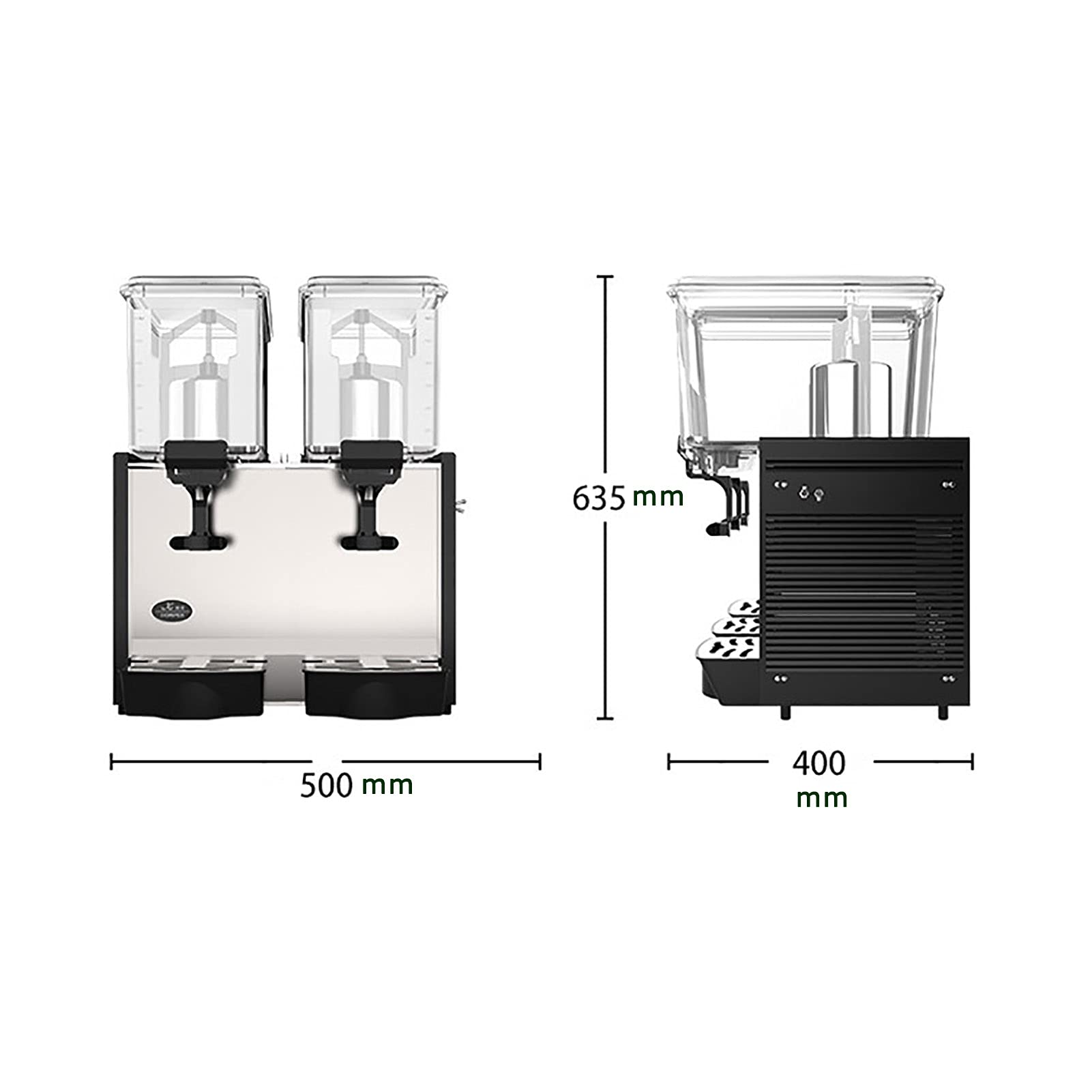 Máquina dispensadora de Bebidas Máquina de granizados Comercial Máquina de Bebidas frías de Doble Cilindro Caliente y fría Máquina de Jugo de Restaurante Acero Inoxidable para supermercados Cafés Re