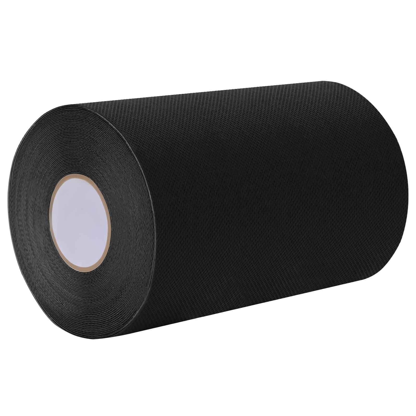 Mangloder Nastro autoadesivo per prato artificiale, nero, 15 cm x 10 m, in tessuto non tessuto, nastro biadesivo per balcone, giardino e terrazza, nastro di montaggio ritagliabile per superfici lisce