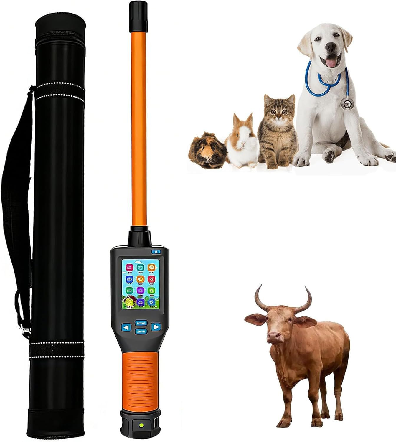 LjlXanthiper High Capacity Data Storage Pet Microchip Reader,Animal Handheld Id Scanner Reader,With Lcd Display,Rechargeable Battery,USB Connection,For Pet Shops Vets Animal Shelters
