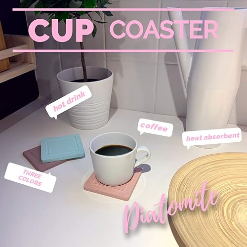 Miniatura 2 de Paquete de 2 posavasos de diatomita, posavasos de absorción rápida de agua, soporte para vasos de diatomeas autosecado, bandeja para plantas