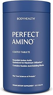 BodyHealth PerfectAmino (300 ct) Easy to Swallow Tablets, Essential Amino Acids Supplement with BCAAs, Vegan Protein for Pre/Post Workout & Muscle Recovery with Lysine, Tryptophan, Leucine, Methionine
