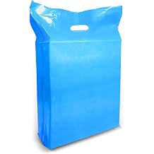15x18 Blue Plastic Bags, 2" Gusset, Glossy, Die-Cut, 1.25 Mil, 100 Pack