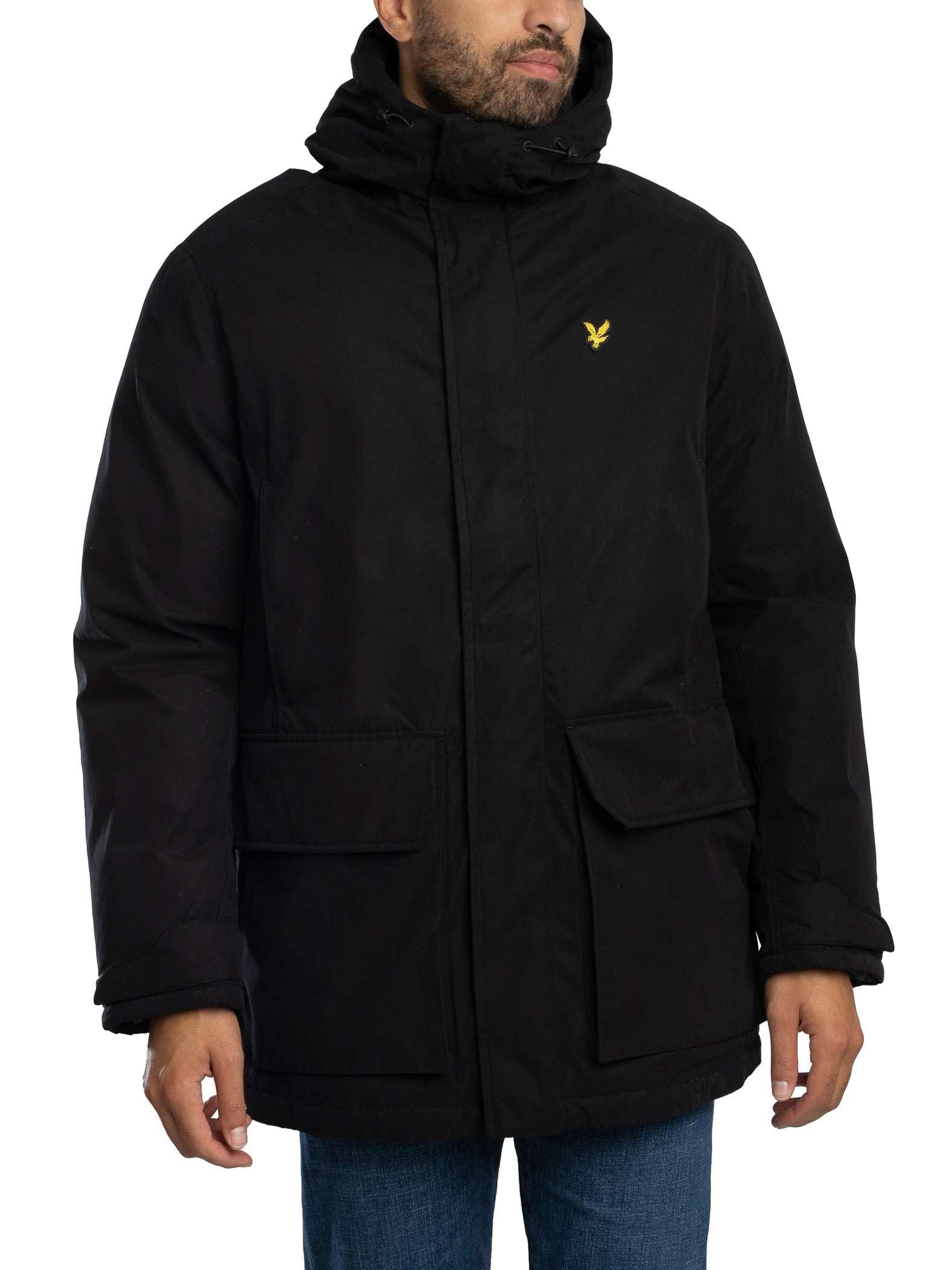 Lyle & Scott Uomo Giacca Parka A Membrana, Jet Black, XXL