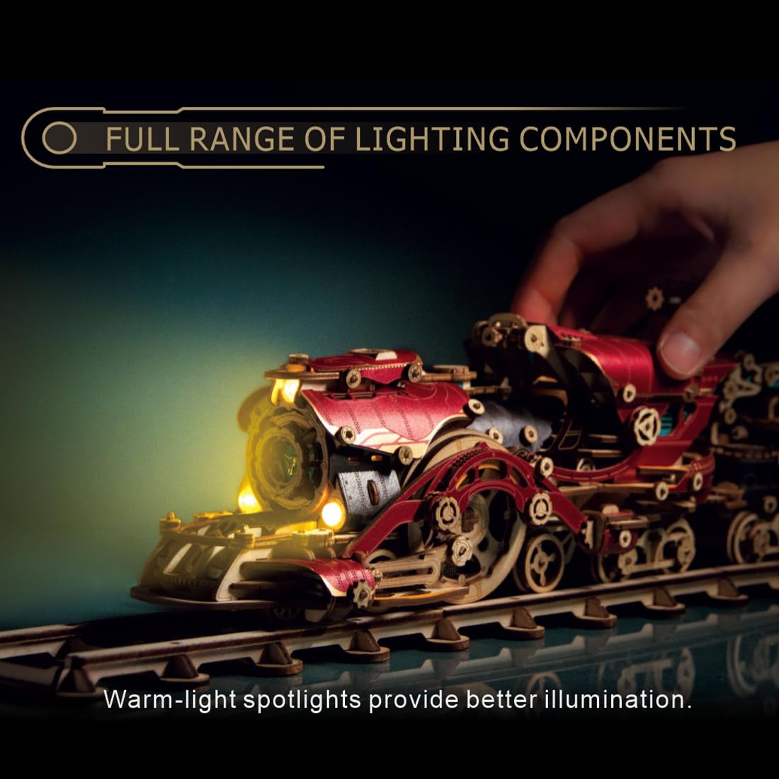 Zestaw modeli pociągu parowego 3D, wiktoriański, steampunk, DIY, drewniane, mechaniczne puzzle ze światłami LED, rękodzieło edukacyjne, dekoracja domu, prezent dla dorosłych i nastolatków, 800 szt