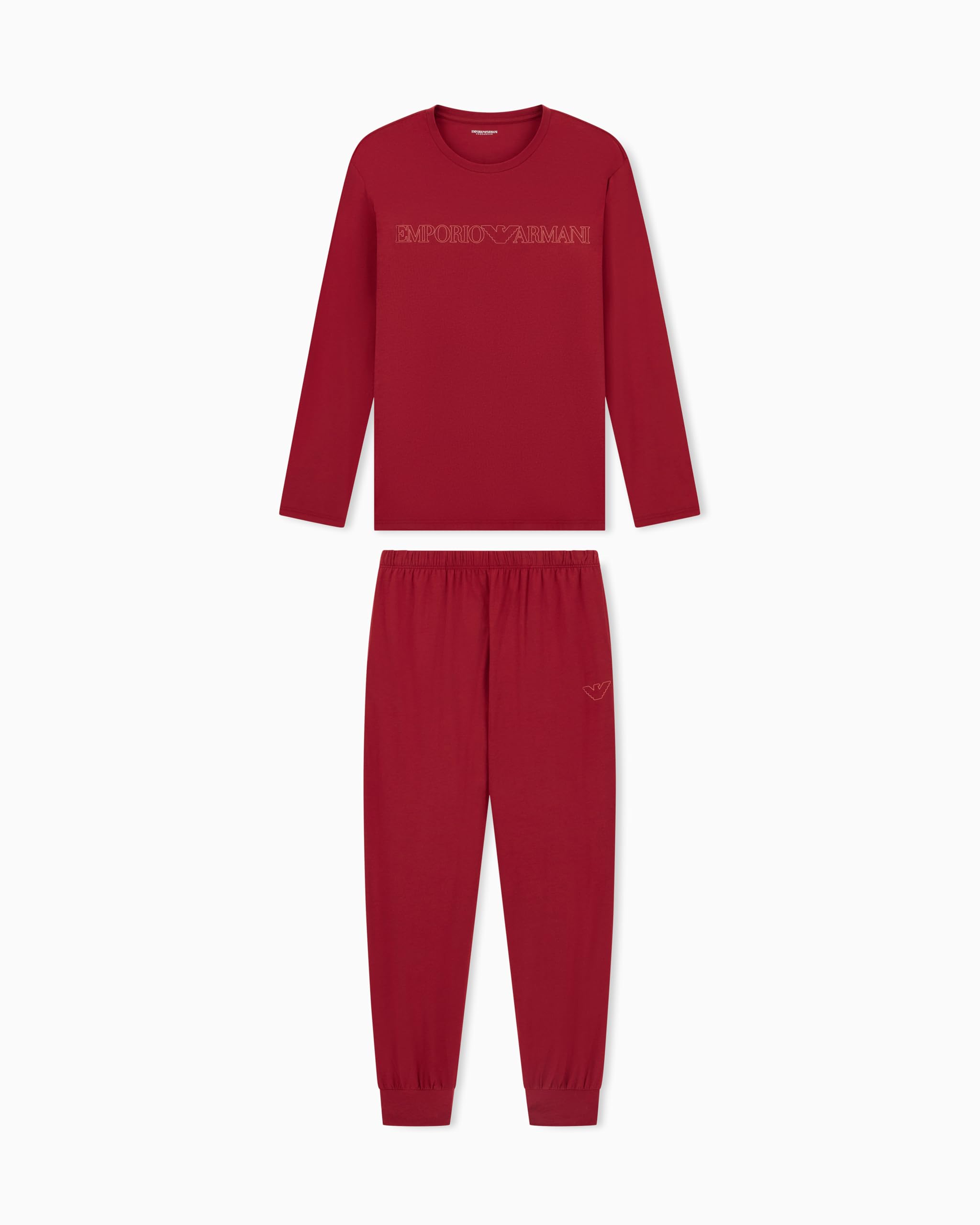 Emporio Armani Herren Rot Megalogo -Pyjama Mit Manschetten, Größe L, L