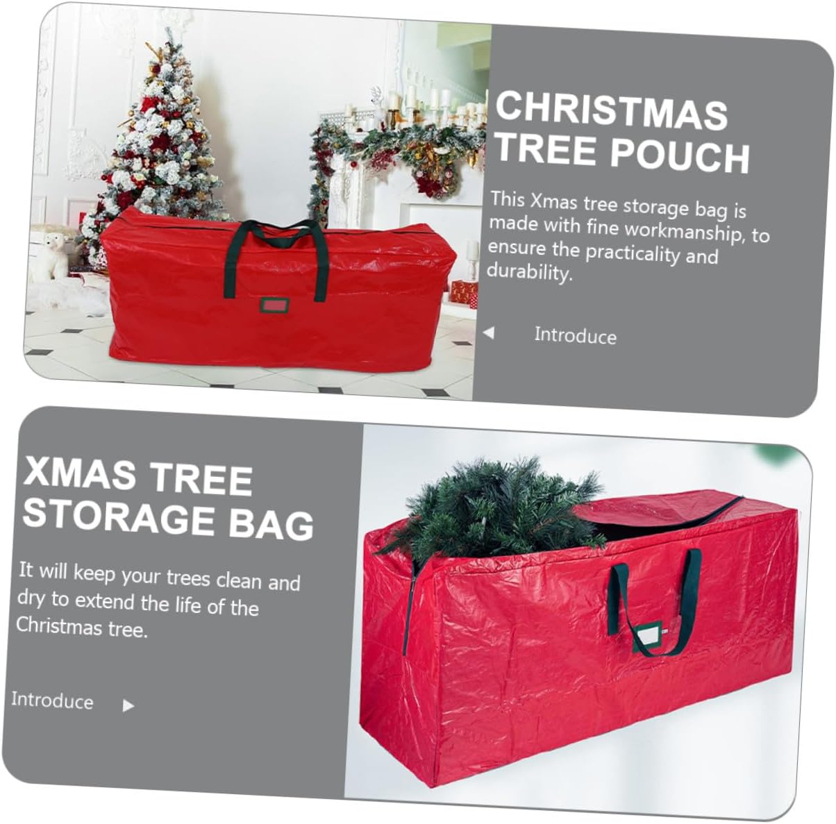 Red Waterproof Christmas Tree Bag with Handles Large Storage Pouch