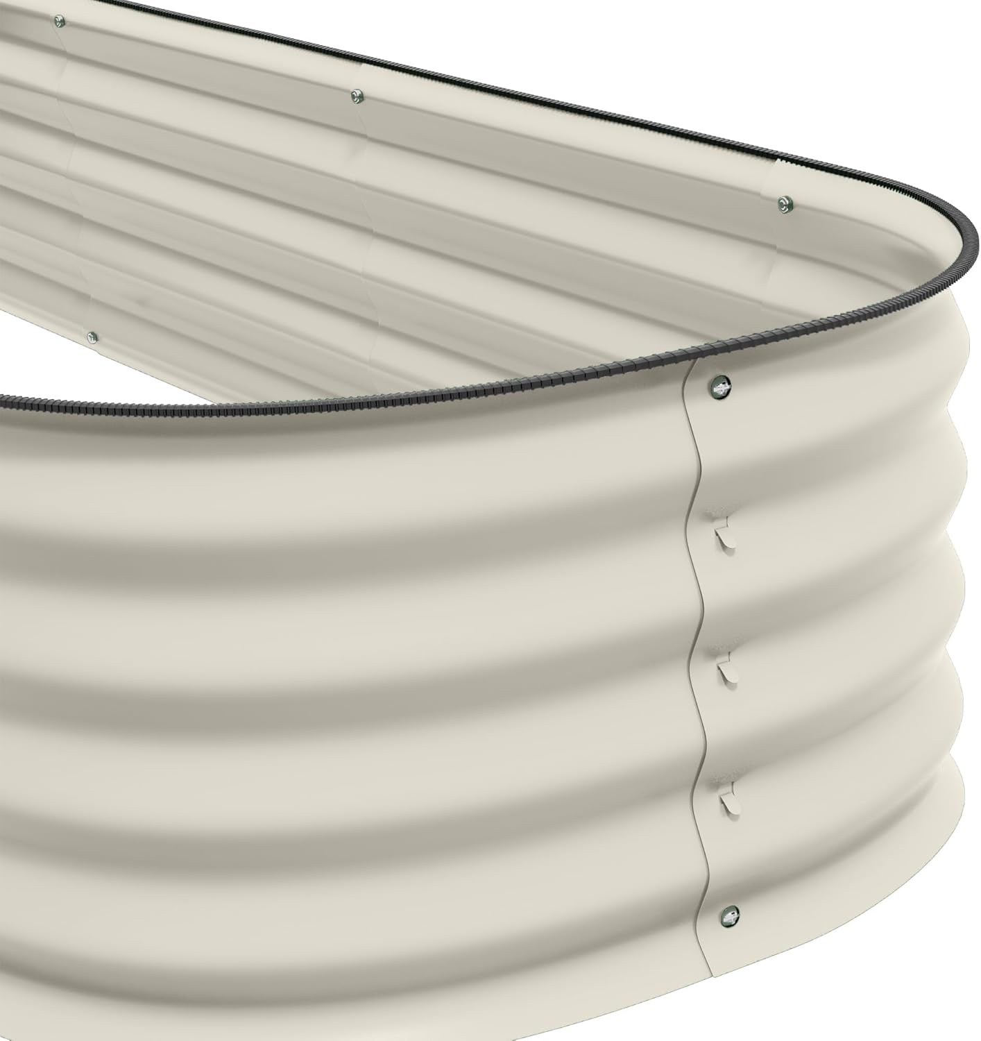 6.4' x 2' x 1' Galvanized Raised Garden Bed Kit, Outdoor Metal Elevated Planter Box with Safety Edging, Easy Stock Tank for Growing Flowers,s & Vegetables, Cream