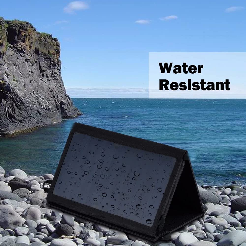 Panneau Solaire Pliable, Chargeur de cellules solaires étanche Portable 15 W avec câble de données 10 en 1, pour Chargeur de randonnée en Camping en Plein air