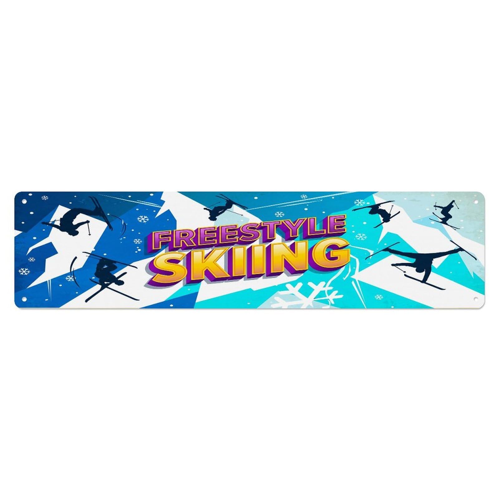 Cmhok Vintage Style Vintage Freestyle Skiing Outdoor Activity Sports Metal Tin Sign Wall Decor For Cafe, Club, Garden Metal Poster 4X16inch