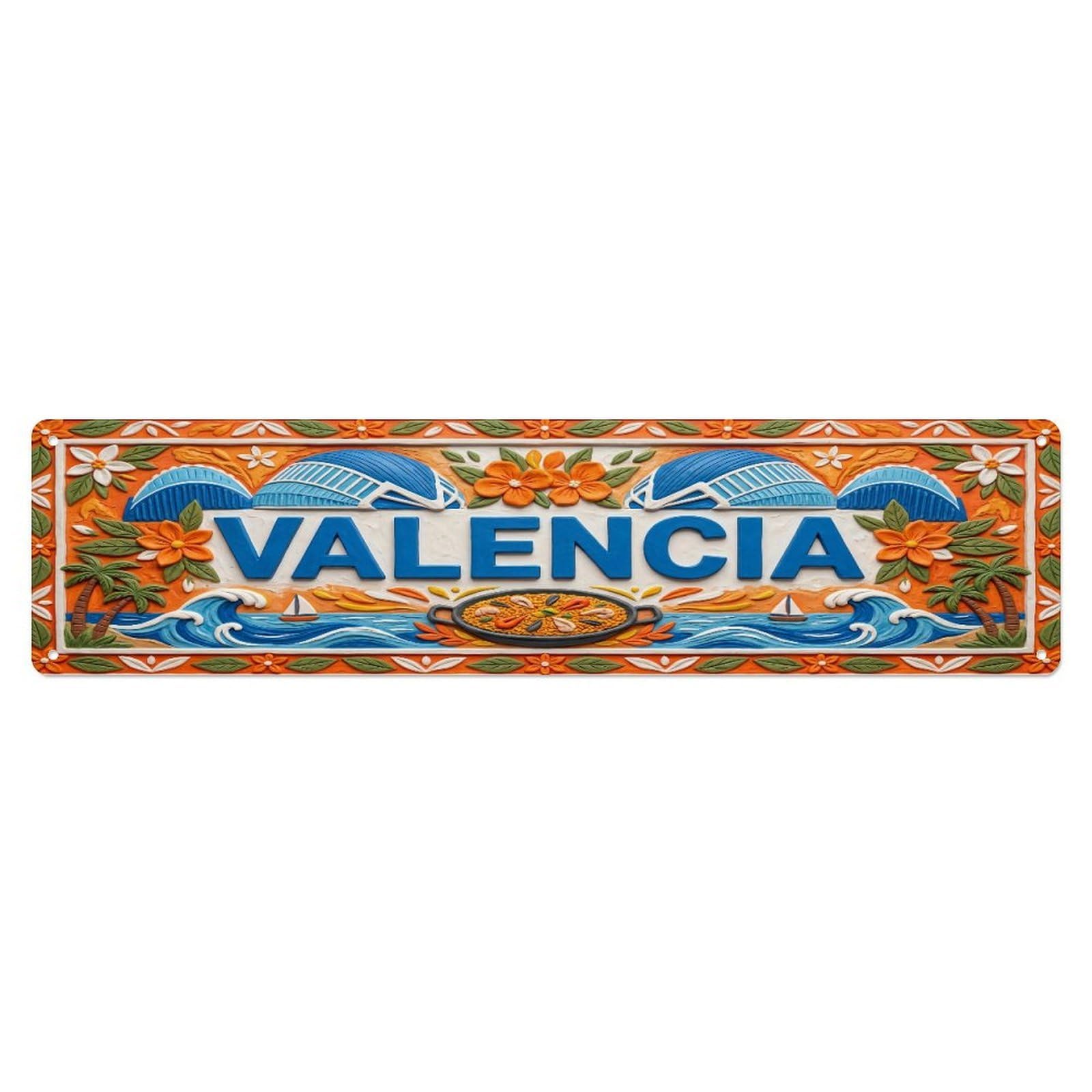 Xanthor Style Metal Tin Sign Vintage Valencia Spain Flag Pattern