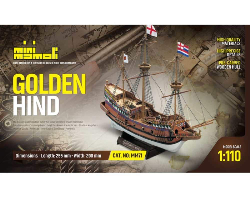 Best Price Square Golden Hind Bausatz 1:110 Mini Mamoli Modellbau Bastelkit, Holz, Historisch, Pirat, Schiff, Erwachsener, Alle Staffeln, False