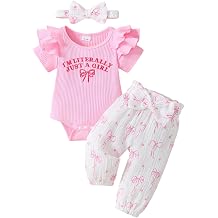 Newborn Outfit Baby Girl Going Home Outfit Ruffle Ribbed Romper Top Floral Pants Set Cute Summer Clothes