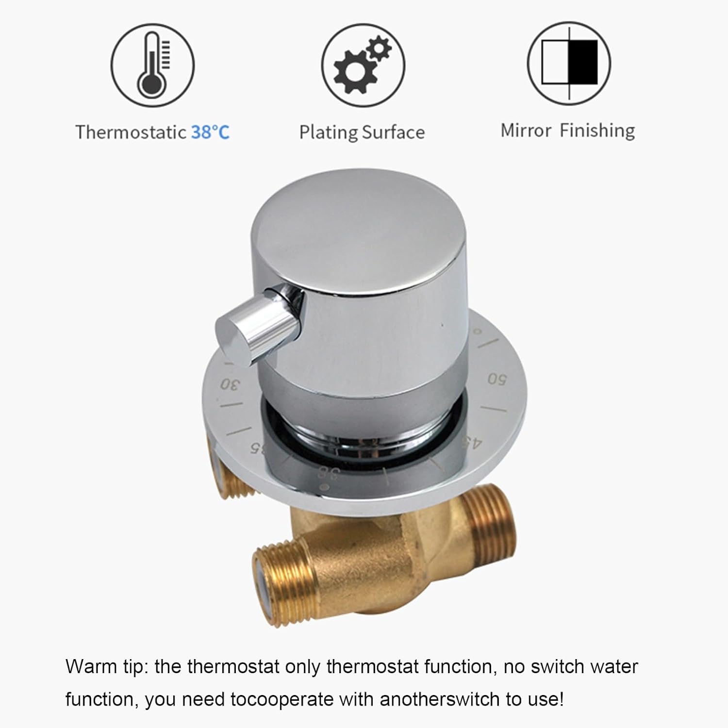 Wall Mounted Brass Thermostatic Mixer For Shower System Water Temperature Control Faucet Valve Bathroom G1/2 Inch, Cartridge Cold & Hot Mixing For Tap Bath Thermostat Switch(VALVE 1)