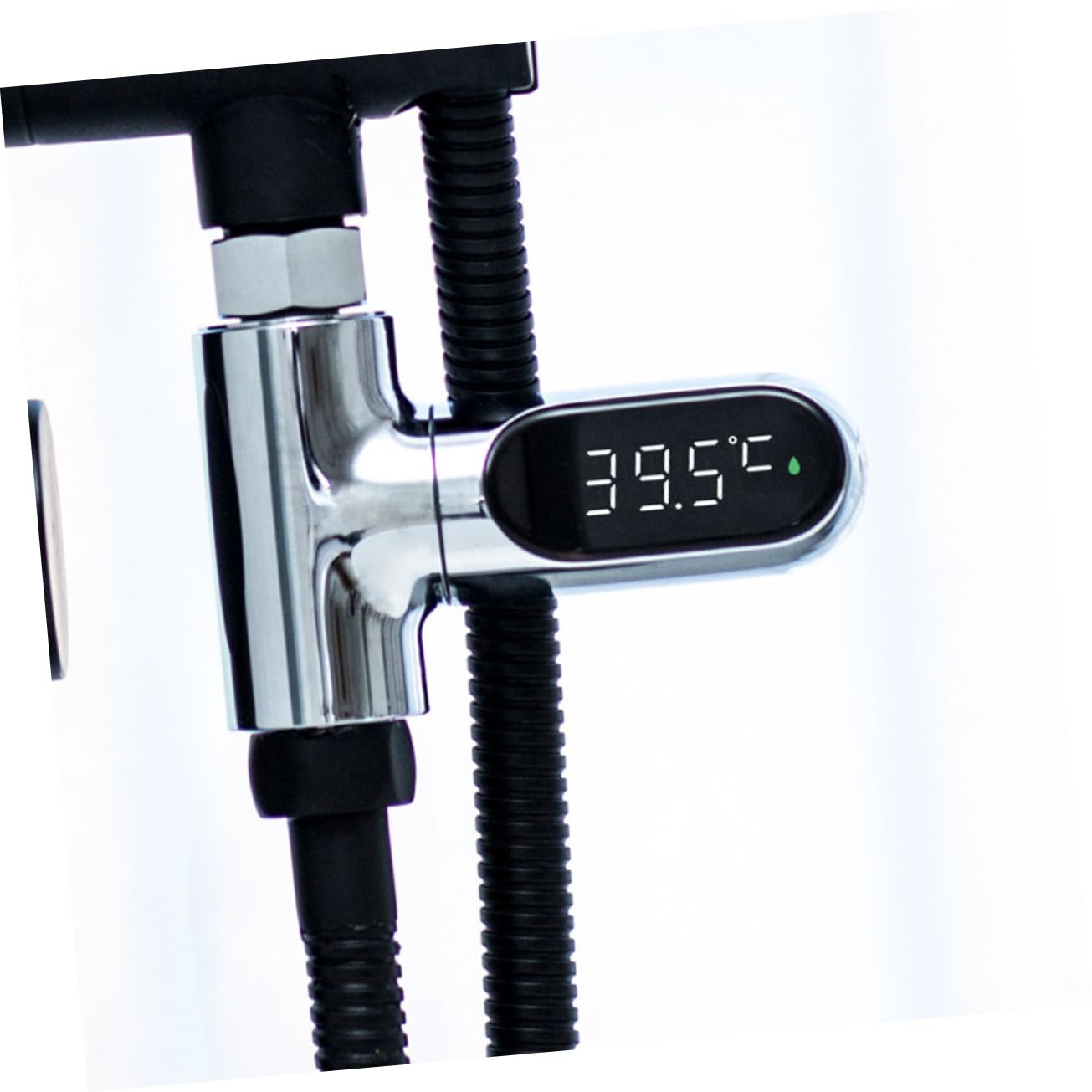 ibasenice LED Duschthermometer mit LED Anzeige Wassertemperaturmesser für Messbereich Drehbarer Bildschirm Batteriefrei Sicheres Material Präziser