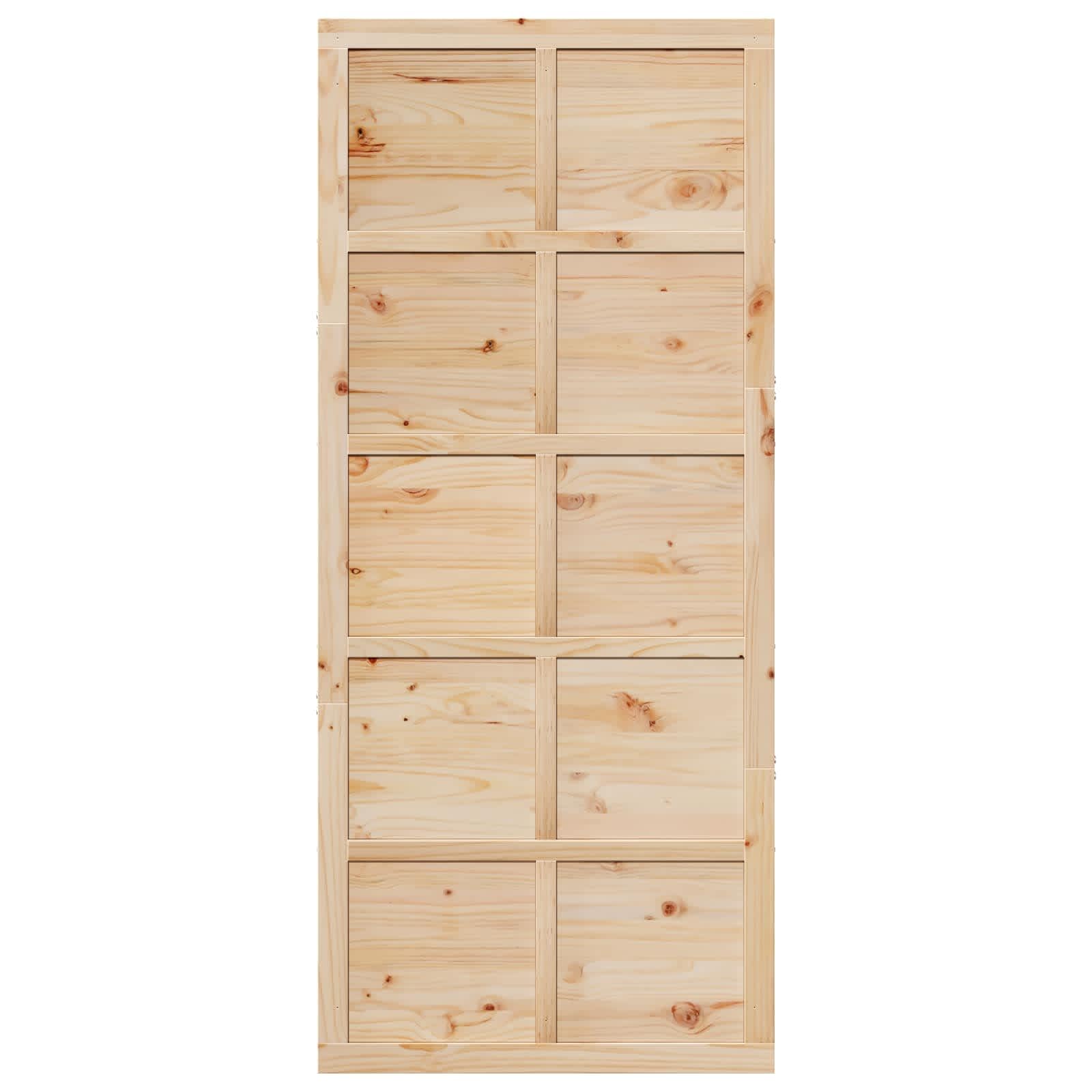 vidaXL Porte de grange Naturel 90 x 2,5 x 208 cm Bois de pin massif, Porte de grange en bois rustique, coulissante pour salon, séparation d'espace, décoration intérieure