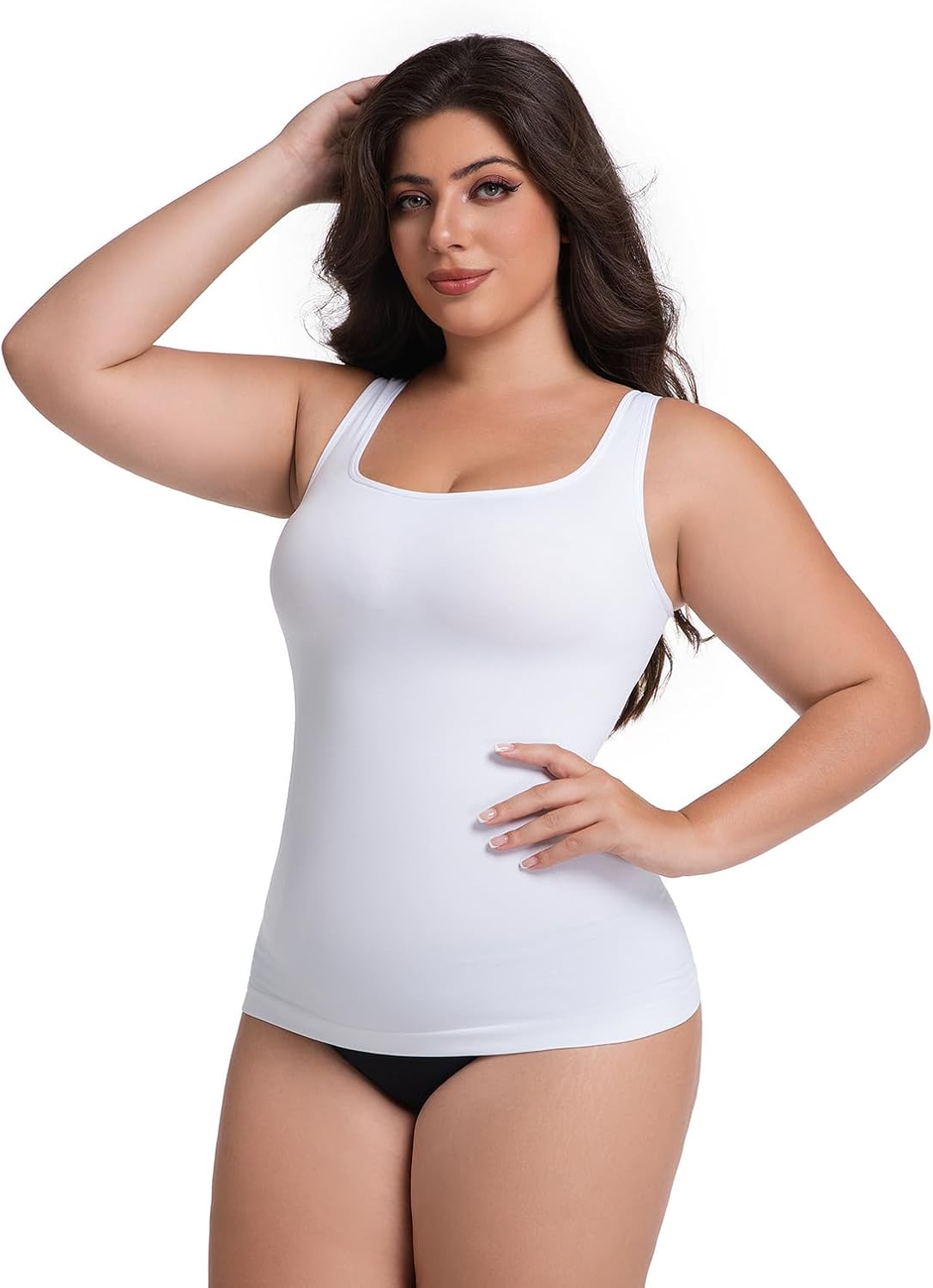 Tank Tops Scoop for Women Square Neck Compression Cami Shapewear Tummy Comtrol Slimming Seamless Body Shaper - Image 2