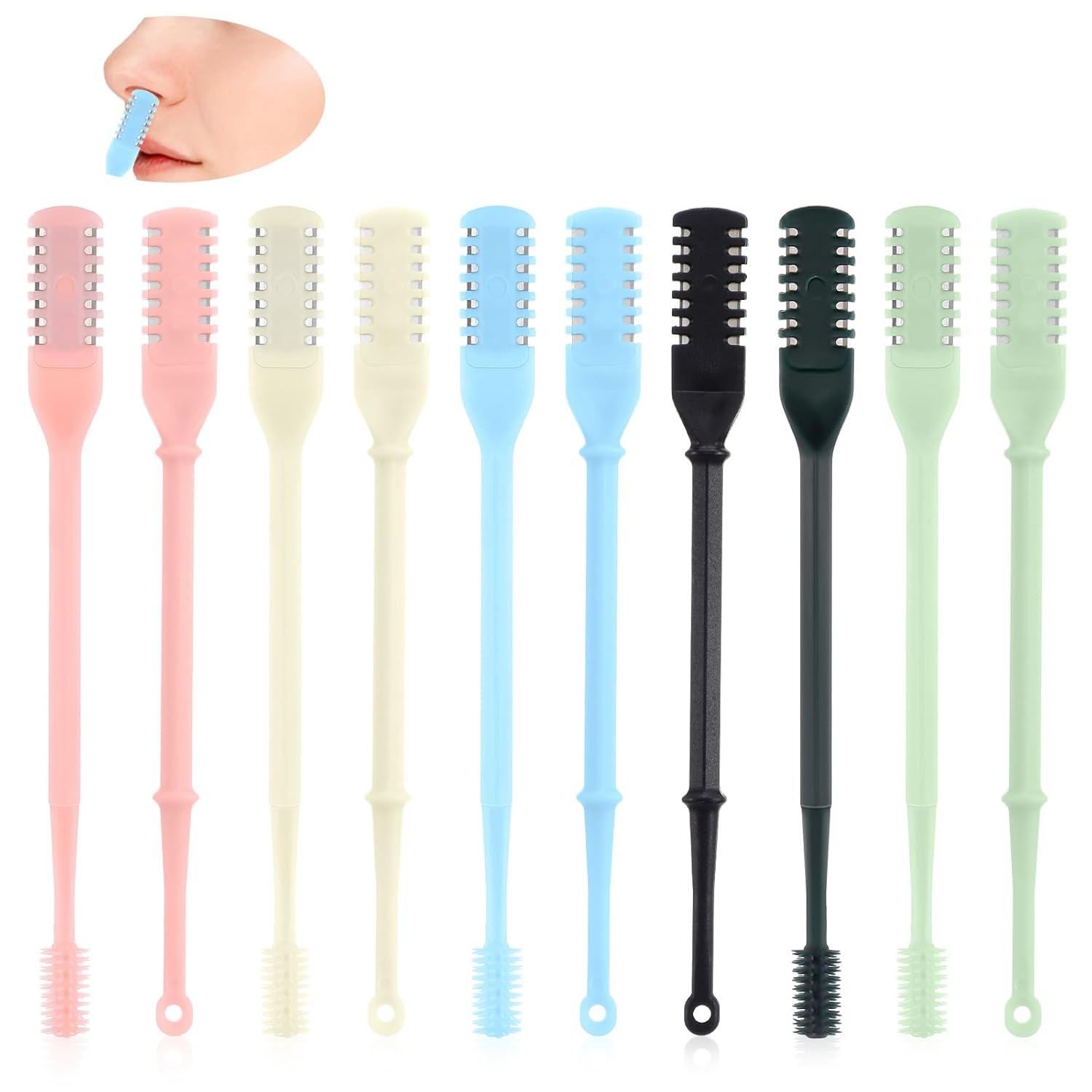 10Pcs 2-in-1 Nasal Hair Cutter 360 Rotating Manual Nose Hair Trimmer Portable Double Nose Hair Cutter Sided for