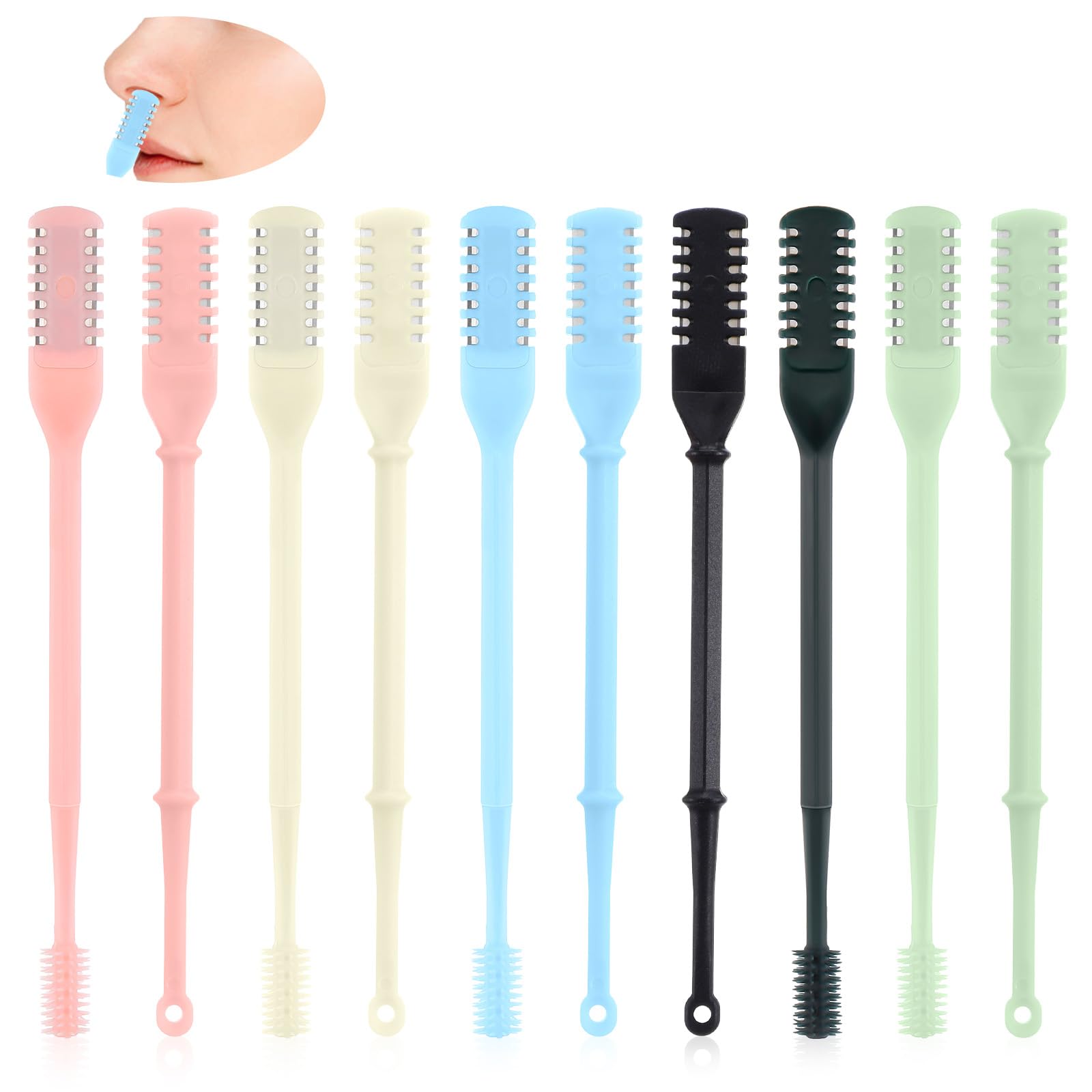 10Pcs 2-in-1 Nasal Hair Cutter 360 Rotating Manual Nose Hair Trimmer Portable Double Nose Hair Cutter Sided for