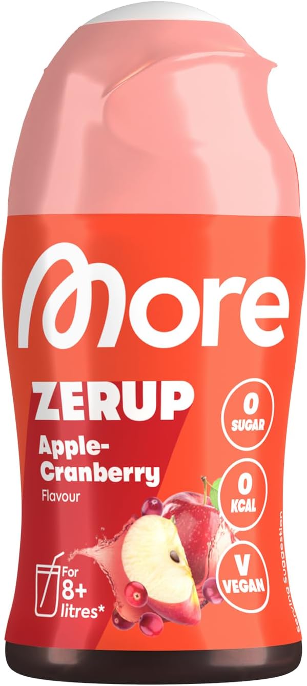 MORE Zerup, Zero Calorie Syrup a.o. with Real Fruit Extracts, Apple Cranberry, 65 ml (up to 8 l Softdrink) - Zero Added Sugars
