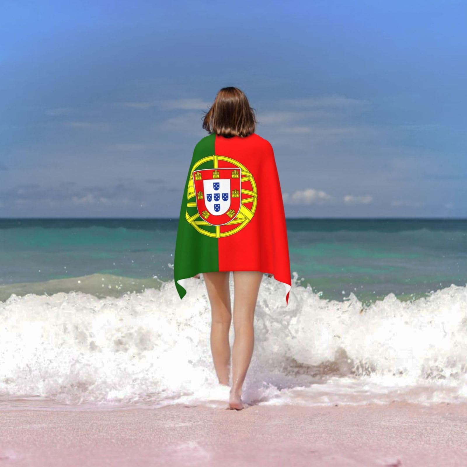 Portugalska flaga nadruk dorośli ponadwymiarowe ręczniki kąpielowe plażowe szybkoschnące miękkie lekkie prezent podróżny